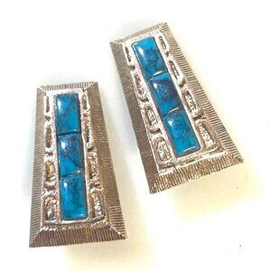 Whiting & Davis Faux Turquoise Egyptian Revival Earrings Southwestern